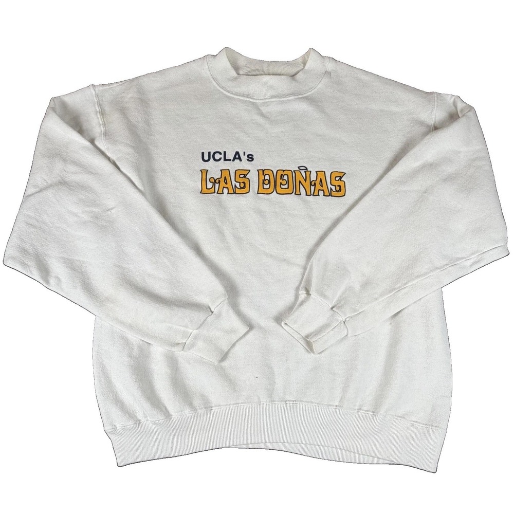 Vintage Hanes Sweatshirt Mens XL White UCLA Las Donas College Graphic Fleece USA